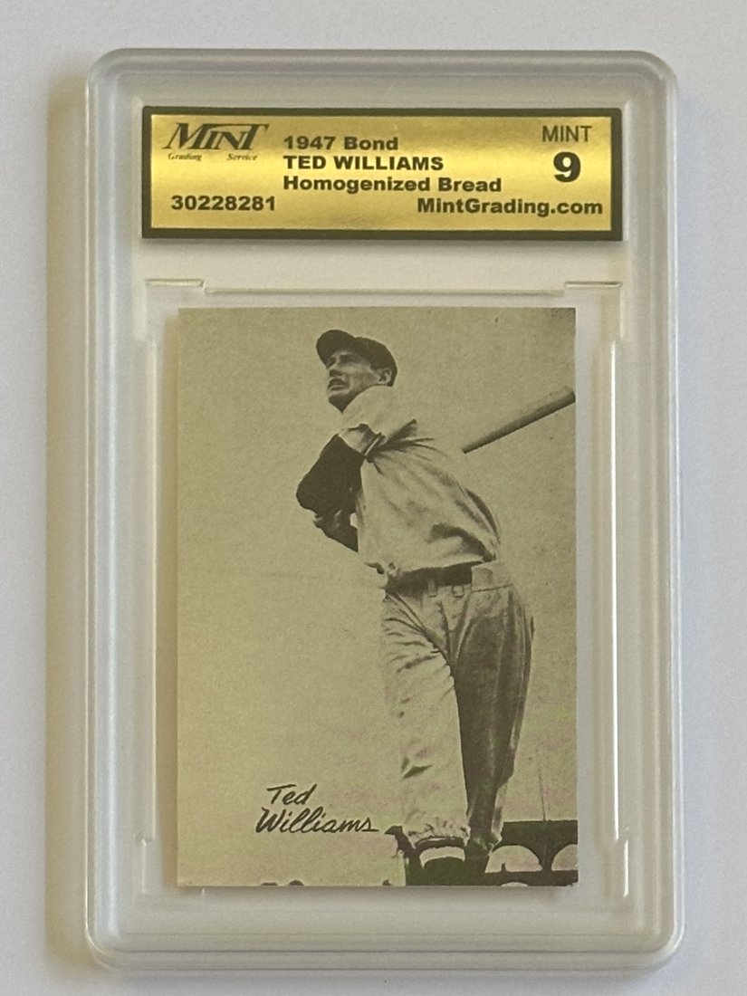 Graded Mint 9 - 1947 Bond Bread TED WILLIAMS Baseball Card (1 of 2)