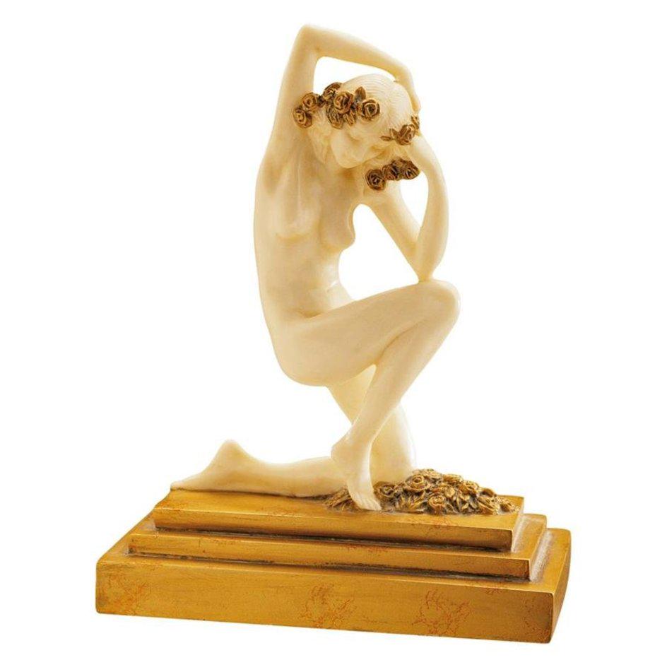 Art Deco style Palace du Trocadero Nudy Lady Sculpture: This is a Beautiful Art Deco Inspired Nude Lady Sculpture that is a cast in designer resin and finished in faux ivory and gold leaf. It has never been on Display. It Measures Approximately 8 Inches Ta