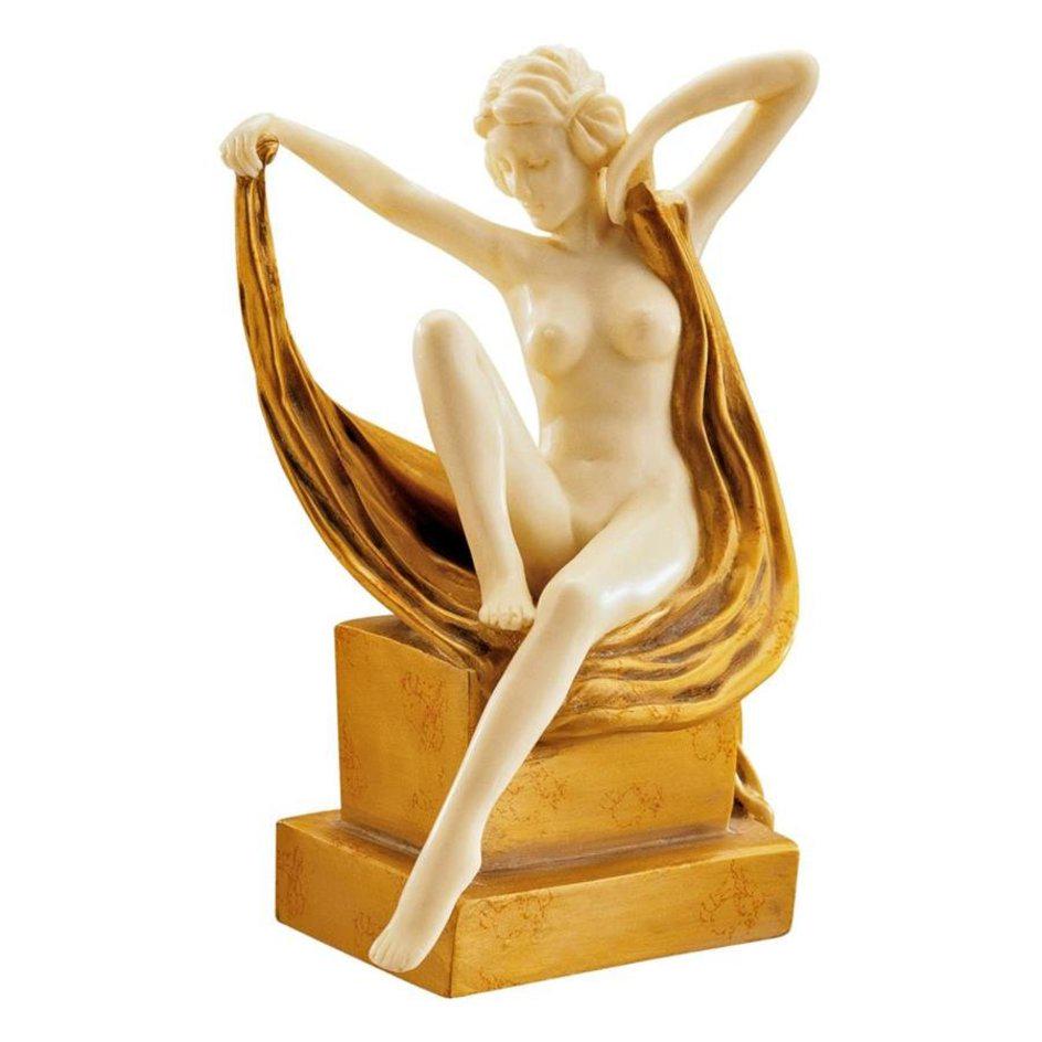 Art Deco style Palace du Trocadero Nudy Lady Sculpture: This is a Beautiful Art Deco Inspired Nude Lady Sculpture that is a cast in designer resin and finished in faux ivory and gold leaf. It has never been on Display. It Measures Approximately 7 Inches Ta
