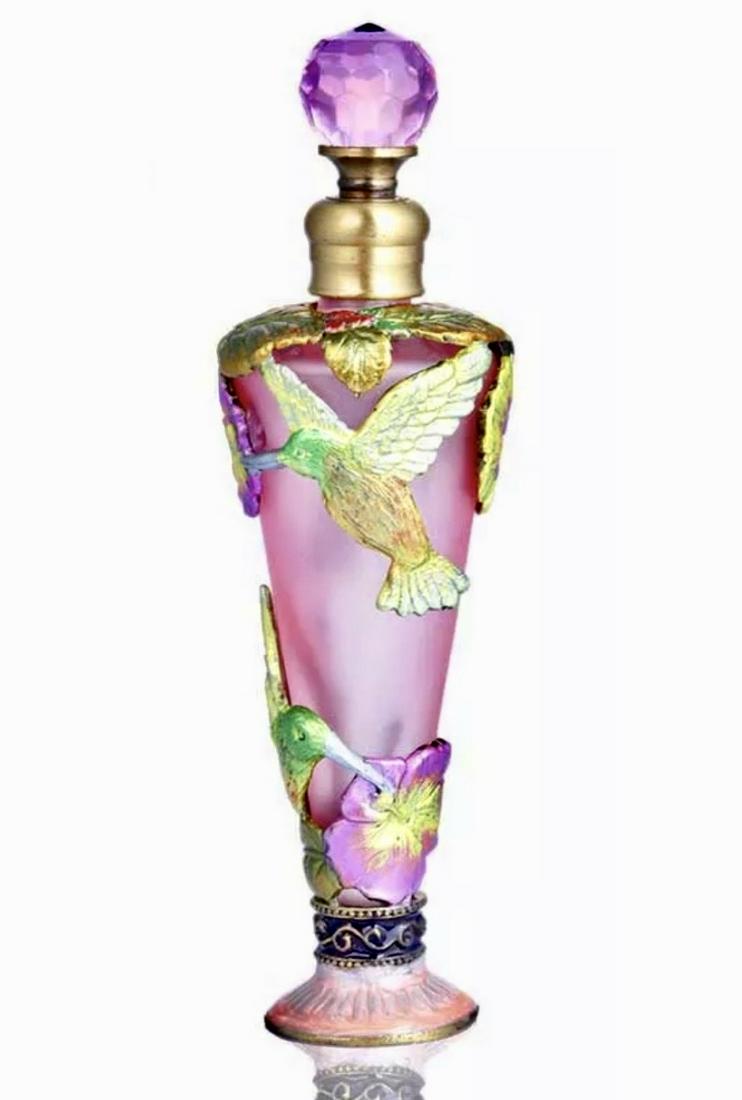 Stunning Hummingbird Motif Enameled Perfume Bottle (1 of 1)