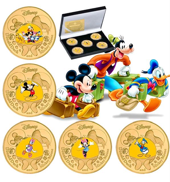 Disney Mickey Mouse & Friends Clad Gold Coin Set w/COA: Hard to Find / Multiple Photos Posted