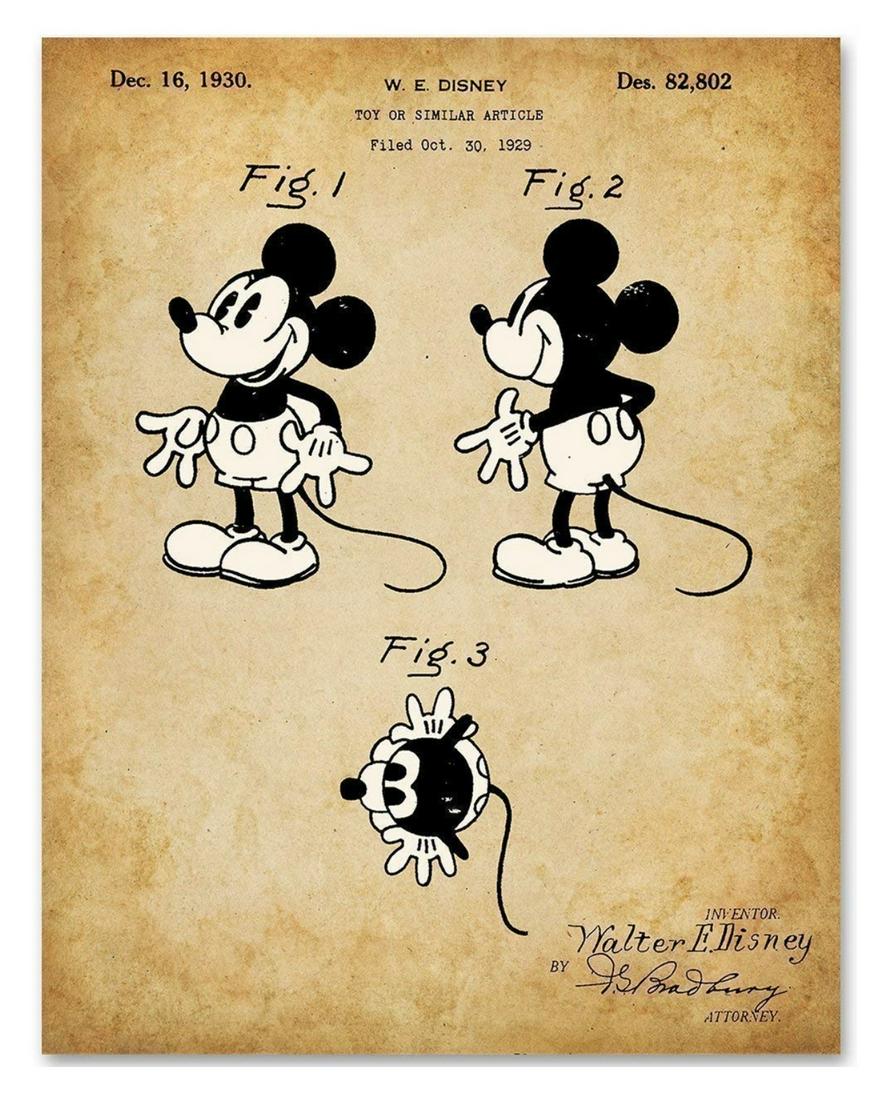 WALT DISNEY Mickey Mouse U.S. Patent Office Art Print (1 of 1)
