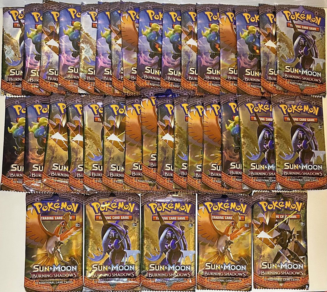 Lot of 36 Sun and Moon Burning Shadows Sealed Packs of POKEMON Trading Cards (1 of 2)