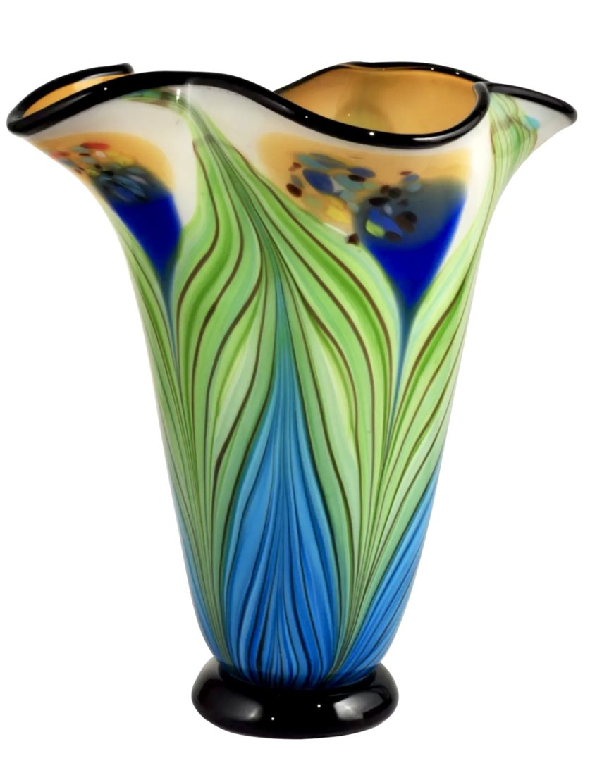Stunning Ruffle Top MURANO Blown Art Glass Vase (1 of 2)