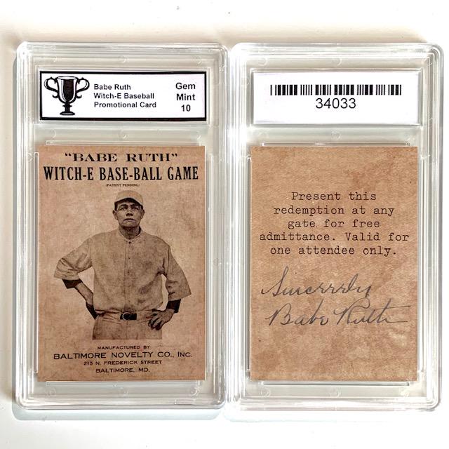 Gem 10 BABE RUTH Promotional Baseball Card: Witch-E Promo Baseball Card