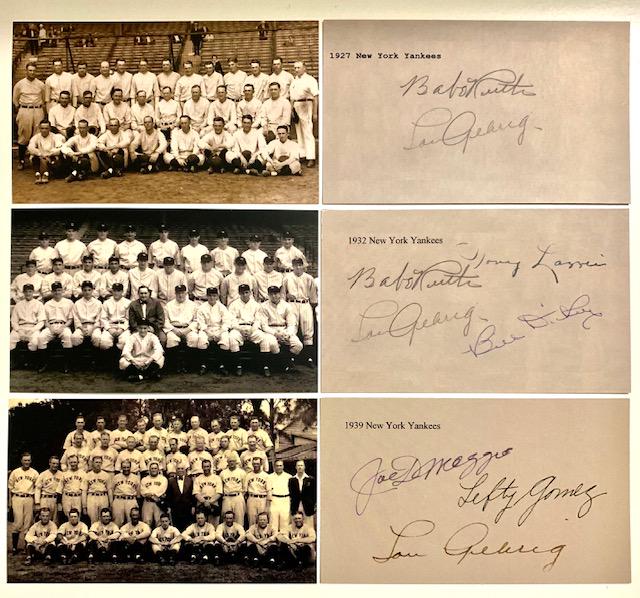 1927-1939 Ney York Yankees Team Signed Photographs: Lot of 3 - Card Stock Photos - Facsimile Autographed