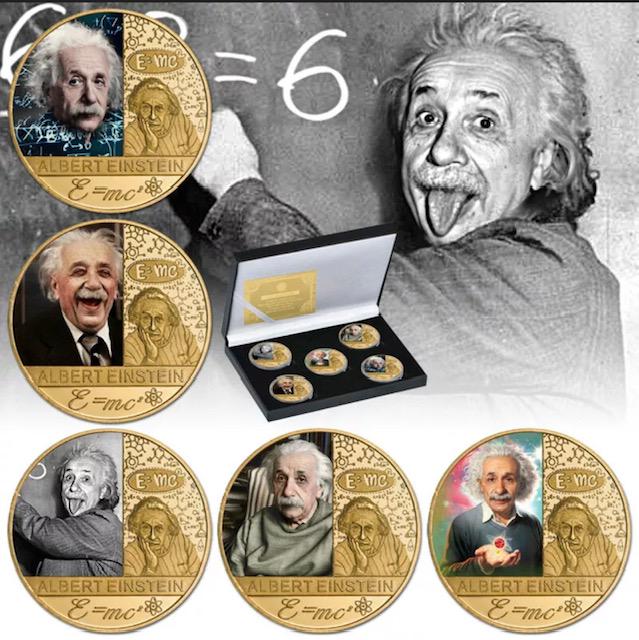 Albert Einstein Commemorative Clad Gold Coin Set w/COA (1 of 4)