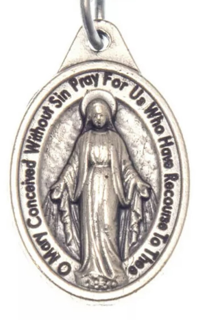 Dated 1830 Virgin Mary PRAY for US Silver Italy Pendant (1 of 2)