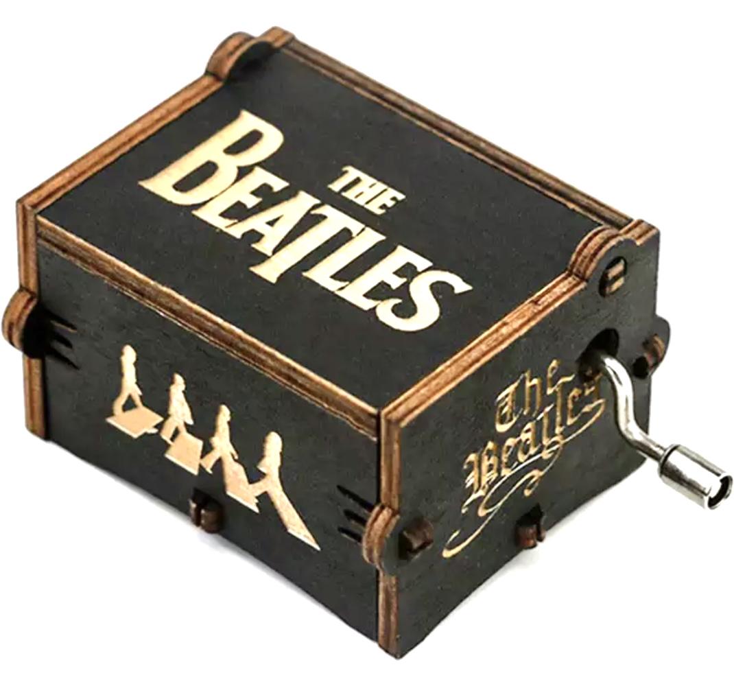 The BEATLES Working Hand Engraved Wood Crank Music Box: Like New â€“ Multiple Photos Posted â€“ Note that this is an Old Fashion Crank Music Box / This is Not a Wind up Music Box