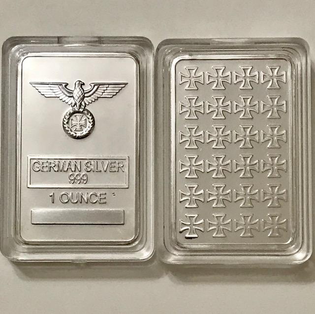 1oz German Silver Iron Cross Bullion Bar (1 of 1)