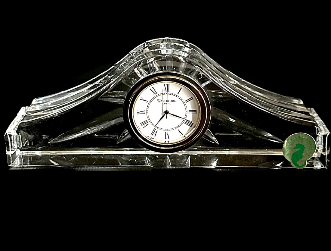 WATERFORD Cut Crystal ASHTON Pattern Mantel Clock (1 of 3)