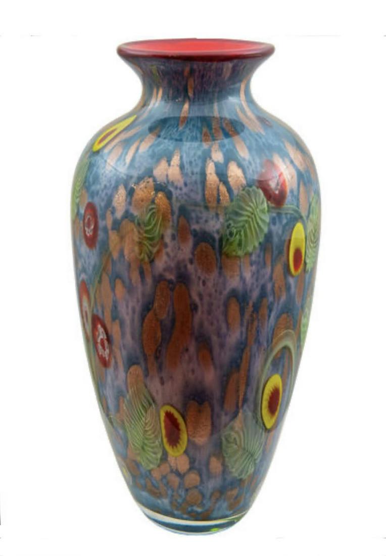 Beautiful 14 Inch Tall Imported MURANO Multi Colored Art Glass Vase (1 of 1)