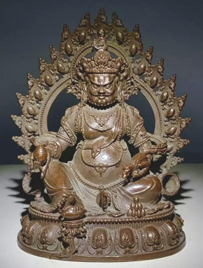 Antique Bronze Mean Faced Buddha Statue (1 of 3)