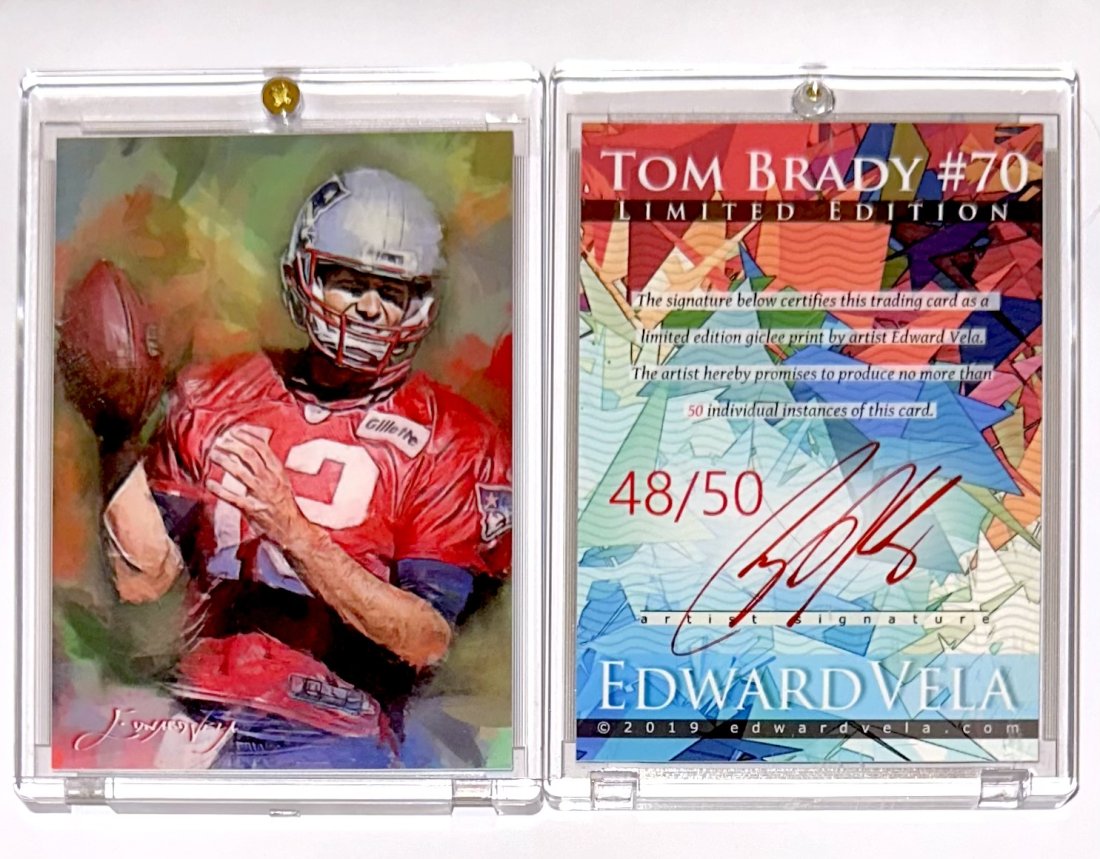 1/50 TOM BRADY Artist Signed Print Art Football Card (1 of 1)
