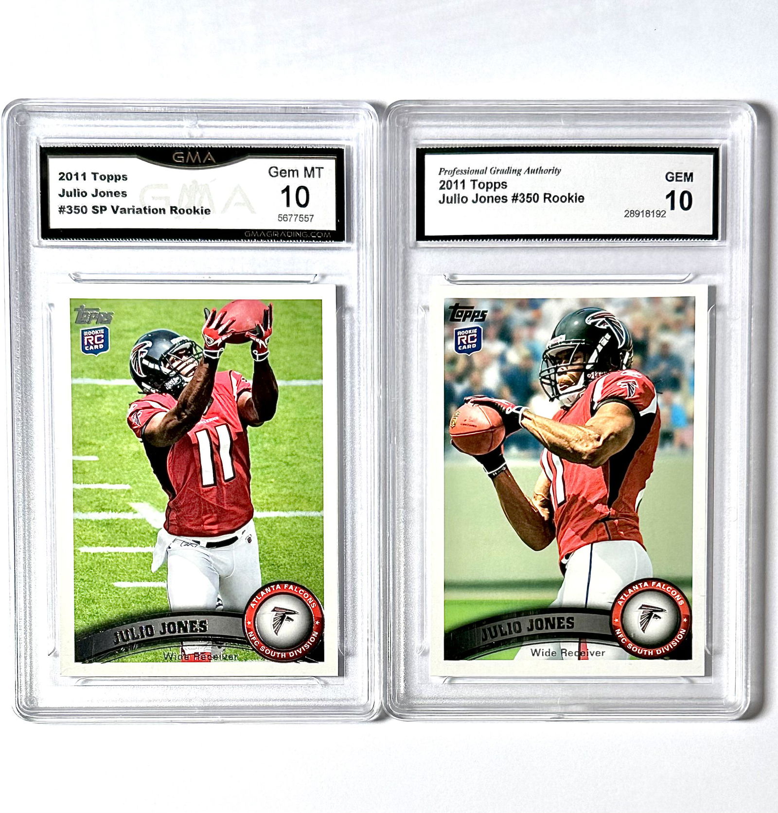 Lot of 2 Gem Mint 10 JULIO JONES Rookie Football Cards (1 of 2)