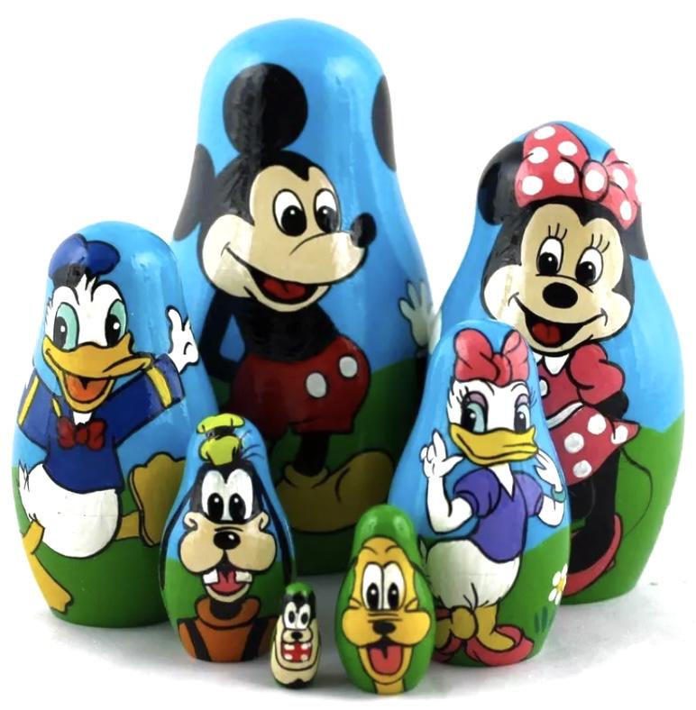 7 Piece DISNEY Mickey Mouse & Friends Russian Nesting Dolls: Great Set of Russian Made Matryoshka Nesting Dolls featuring Mickey Mouse and Friends