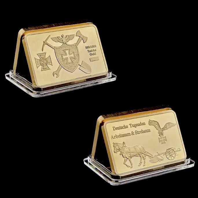 Tugenden Arbeitssam Strebsam German 1oz Gold Clad Bar: Encapsulated â€“ This is a Novelty Gold Plated Bar containing No Precious Metals â€“ This should not be purchased as an investment â€“ It is simply a collectible novelty item.