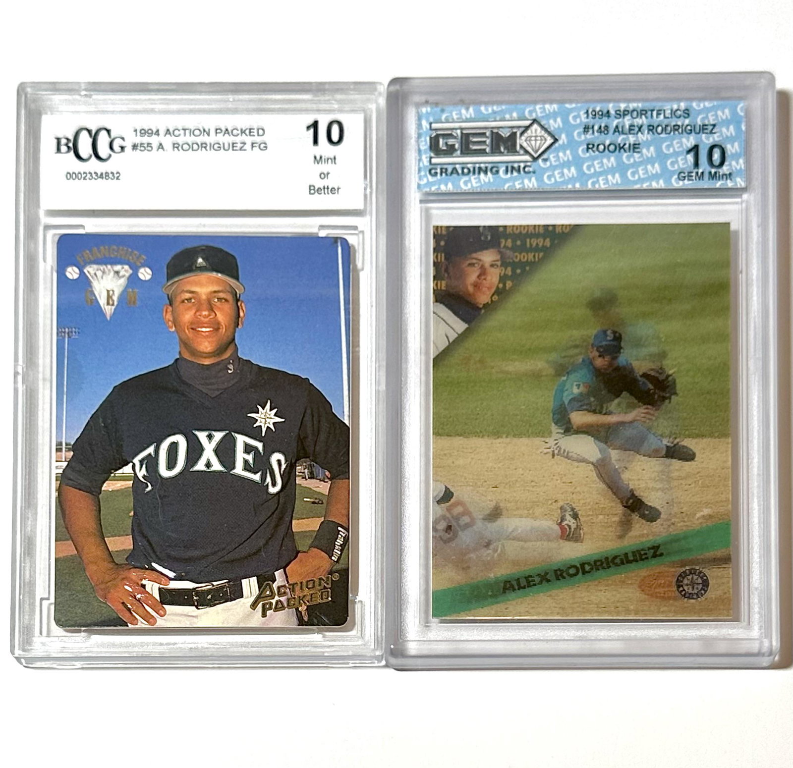Lot of 2 ALEX RODRIGUEZ Gem Mint 10 Rookie Baseball Cards (1 of 2)