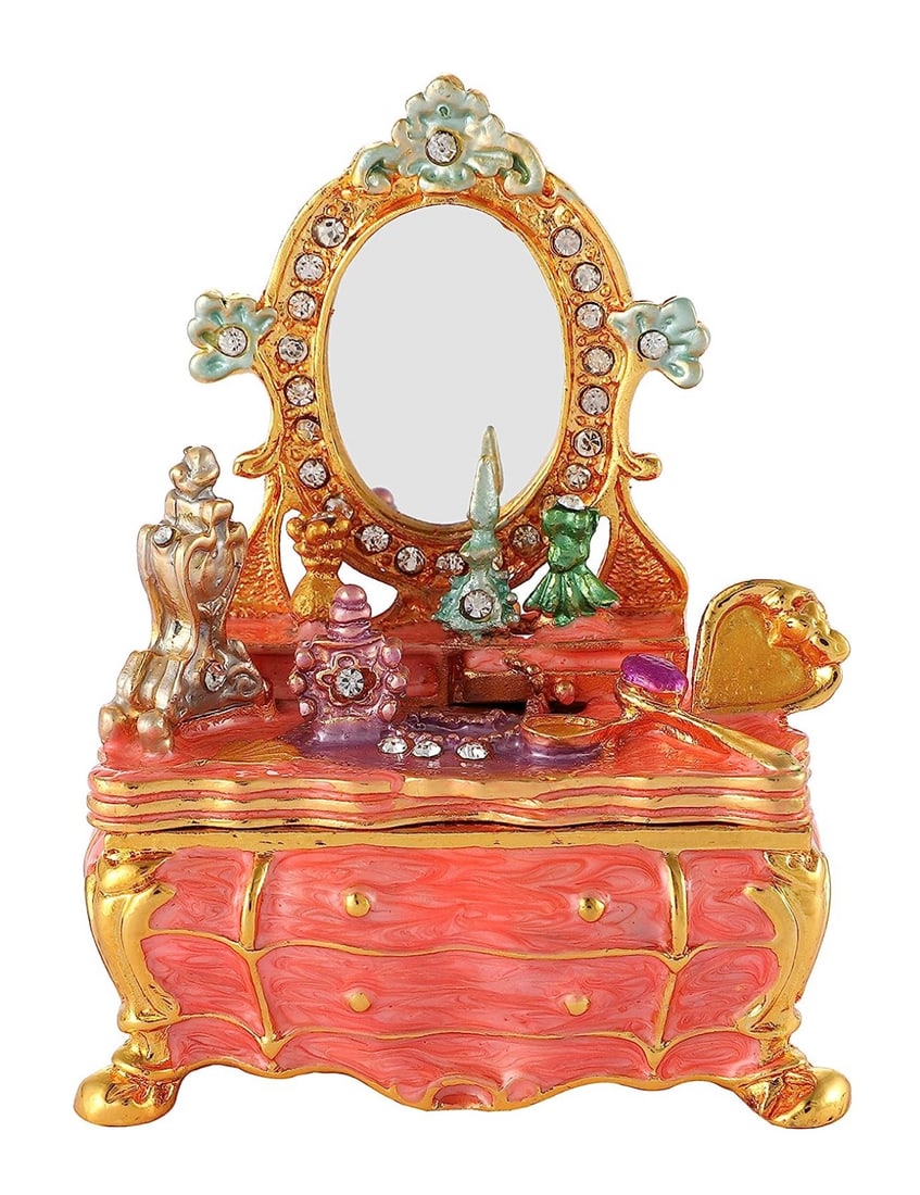 Jeweled & Enameled Faberge style Vanity Table Trinket Box (1 of 4)