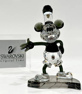 LTD Edition Disney SWAROVSKI Crystal Steamboat Willie MICKEY MOUSE Figurine: Retired. Never Displayed. Like New Condition. Stands between 4 and 5 inches tall. Multiple Photos Posted.