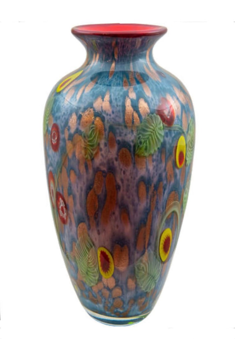 Beautiful 14 Inch Tall Imported MURANO Multi Colored Art Glass Vase (1 of 1)