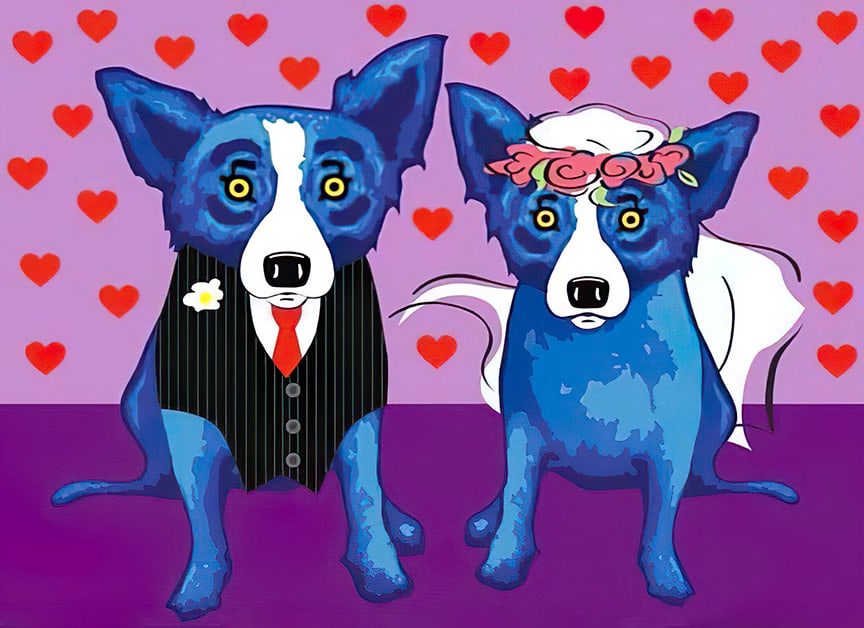 Blue Dog Art Print on Canvas 16 x 22: 16 X 22 - Does Not Come Framed / Shipped out in a Mailing Tube / This is Not an Original Oil / This is a Print