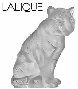 Awesome LALIQUE Frosted Crystal Bengal Tiger in Original Box: New Condition – Never Been on Display – Multiple Photos Posted - Approximately 5.25 Inches Wide by 4.4 Inches Tall
