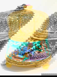 Rare House Of FABERGE Porcelain Trinket Music Box: Plays SCHEHEREZADE. Works & Looks Perfect. Hand Painted. House of Faberge. Distributed through the Franklin Mint MULTIPLE PHOTOS POSTED