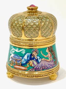 Rare House Of FABERGE Porcelain Trinket Music Box: Plays SCHEHEREZADE. Works & Looks Perfect. Hand Painted. House of Faberge. Distributed through the Franklin Mint MULTIPLE PHOTOS POSTED