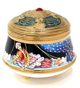 Rare House Of FABERGE Porcelain Trinket Music Box: Plays PETROUCHKA. Works & Looks Perfect. Hand Painted. House of Faberge. Distributed through the Franklin Mint MULTIPLE PHOTOS POSTED