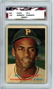 1957 Topps ROBERTO CLEMENTE Baseball Card: Graded Very Good Condition 3 â€“ Multiple Photos Posted