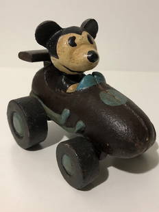 Disney Cast Iron Pull Toy MICKEY MOUSE Driving Car: Disney Cast Iron Pull Toy MICKEY MOUSE Driving Car