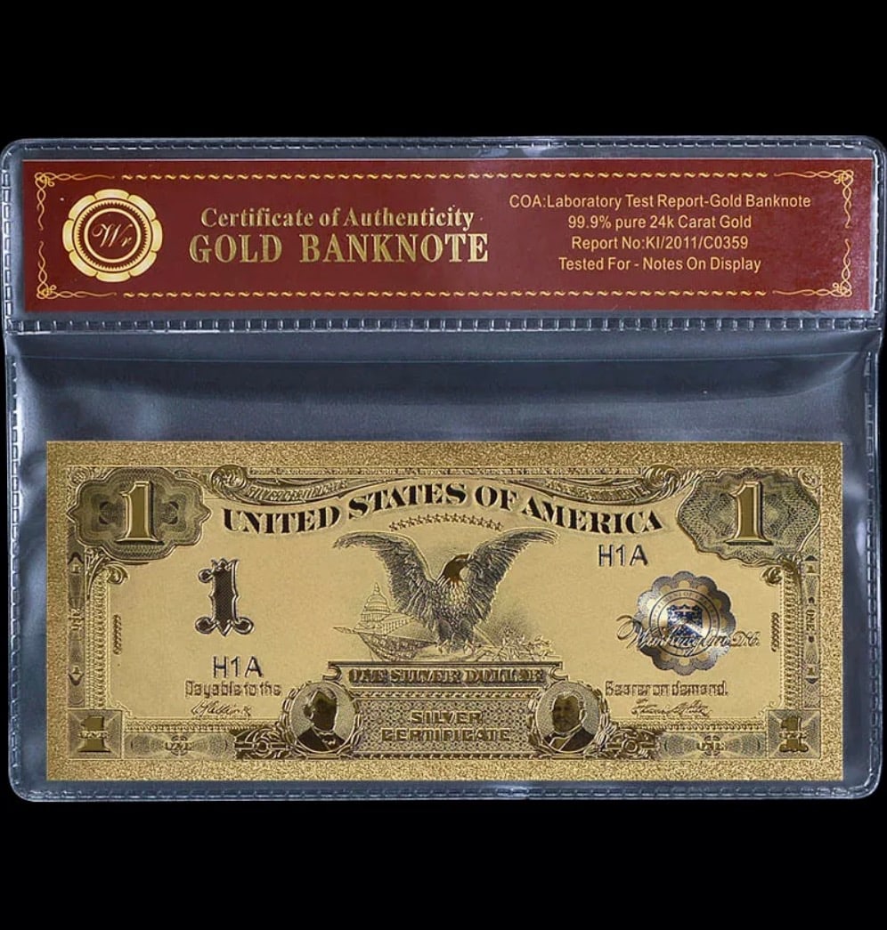 1899 Black Eagle 24k Gold Clad $1 Silver Certificate (1 of 2)