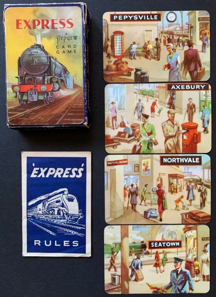 RARE and Original and Complete 1955 Pepys Train Express Card Game (1 of 10)