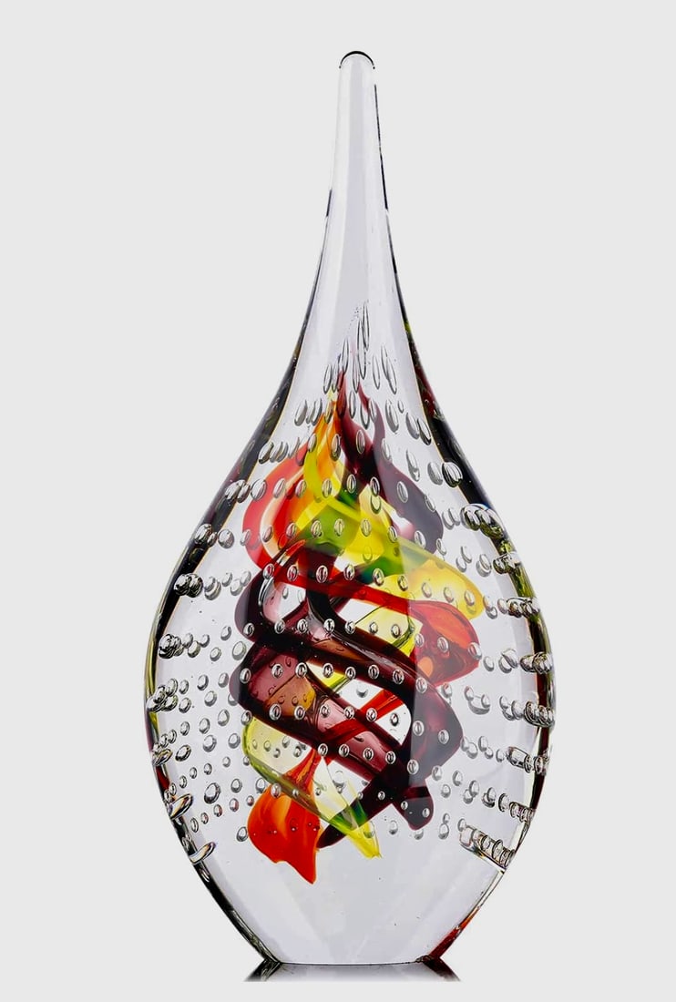 Gorgeous MURANO Art Glass Freeform Teardrop Sculpture: Nearly 9” Tall - Very Heavy â€“ Beautiful Colors