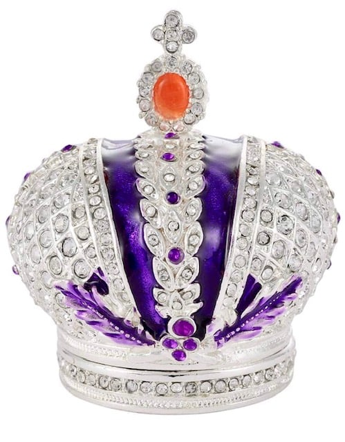 FABERGE Enameled & Jeweled Coronation Crown Trinket Box: Beautiful Studded and Enameled Faberge Inspired Trinket-Jewelry Box â€“ It is in Never Displayed Condition â€“ Multiple Photos Posted