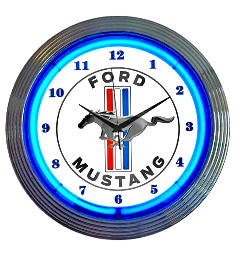 Awesome FORD MUSTANG Advertising Working Neon Clock 15 Inch (1 of 2)