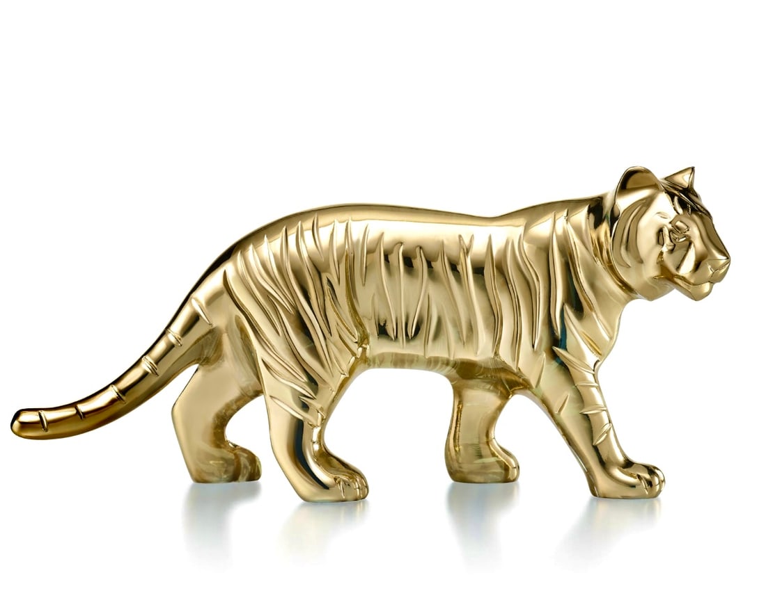 Rare BACCARAT France Gold Crystal Tiger with Original Box (1 of 2)