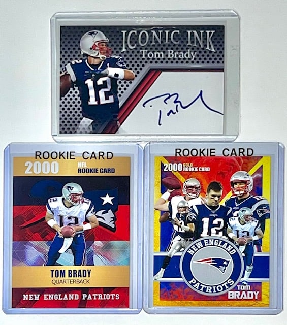Lot of 3 TOM BRADY Custom Rookie Football Cards / A: GROUP A / Beautiful Condition / Multiple Photos Posted
