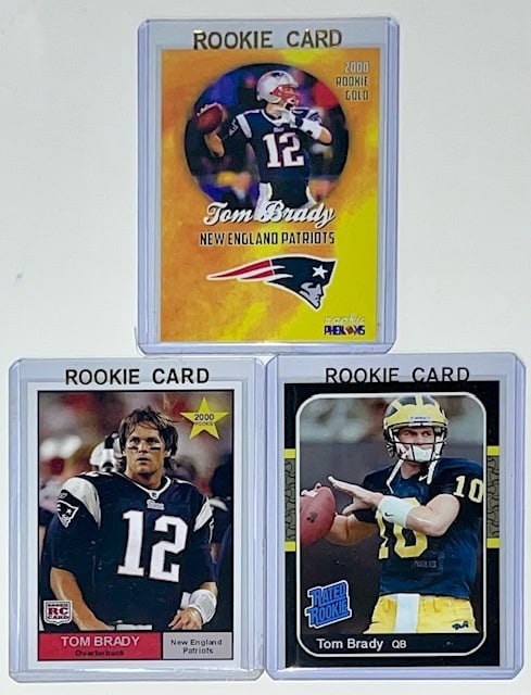 Lot of 3 TOM BRADY Custom Rookie Football Cards / C: GROUP C / Beautiful Condition / Multiple Photos Posted