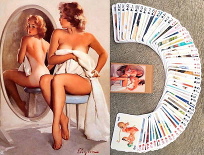 GIL ELVGREN Risque Pinup Girl Art Playing Cards Deck: This is a Rare Full Deck of Playing Cards that has never been played with / It depicts the art of world renowned pin-up girl Artist GIL ELVGREN / Multiple Photos Posted