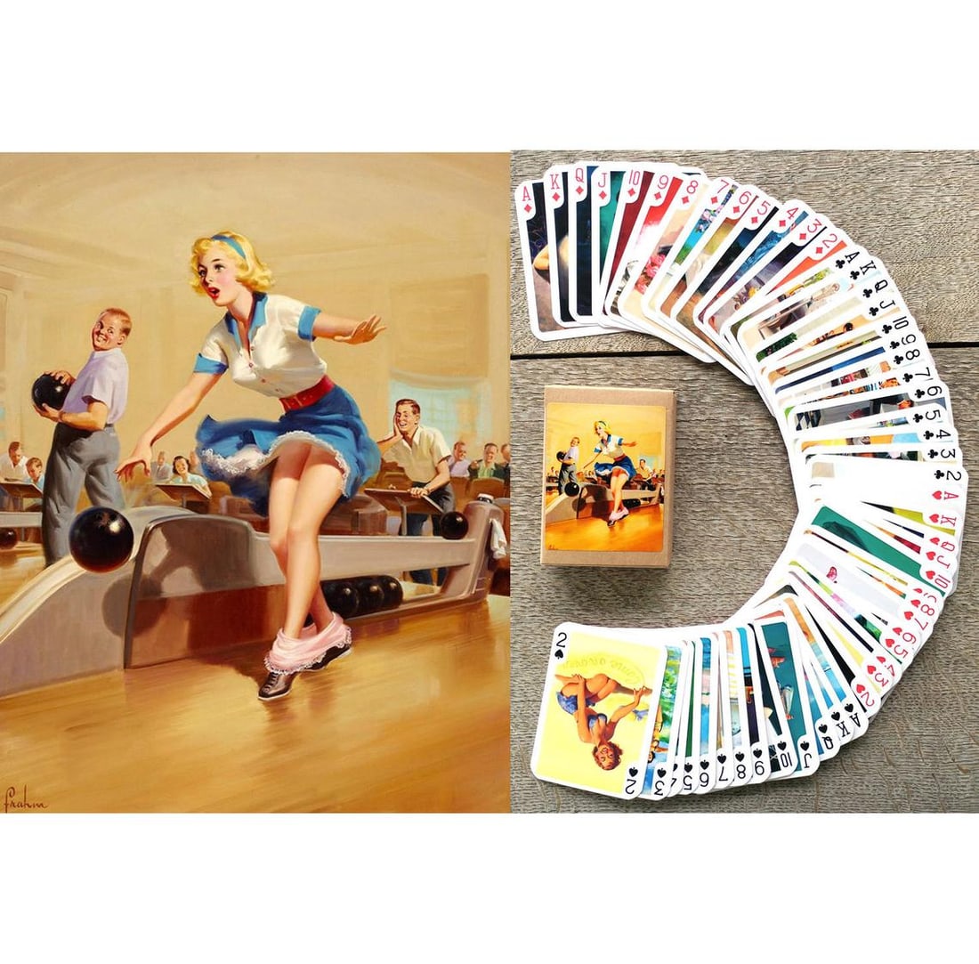 ART FRAHM Risque Pinup Girl Art Playing Cards Deck: This is a Rare Full Deck of Playing Cards that has never been played with / It depicts the art of world renowned pin-up girl Artist ART FRAHM / Multiple Photos Posted