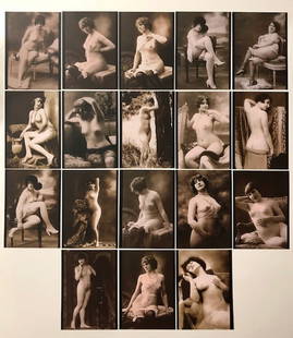 18 Risque Art Nouveau/Vintage Erotica Postcard/Cards A: LOT OF 18 / Distributed by Cult Adult / These Cards art Not Art Nouveau Period Original, they are simply Images of the period / Cards Measure 2.5 x 3.5 They Not Postcard Size / Group A