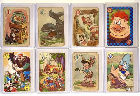 Lot of 8 Assorted 1930s to 1950s Walt Disney Animated Character Pepys Trading Cards: Very Nice Condition - Produced by the Castell Brothers - Multiple Photos Posted