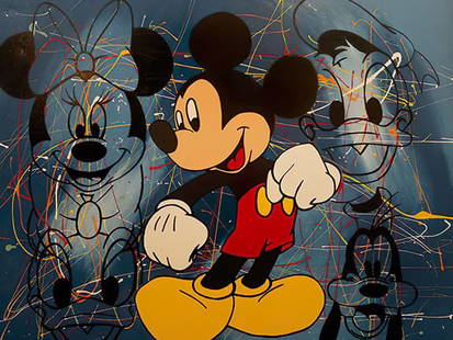 Pop Art KAUFMANN Mickey Mouse Caricature Art Print on Canvas 16 x 22: 16 x 22 – Does Not Come Framed – Will be shipped out in a Mailing Tube – This is Not an Original Oil – This is a Decorative Print and Should Not be Purchased as an Investme