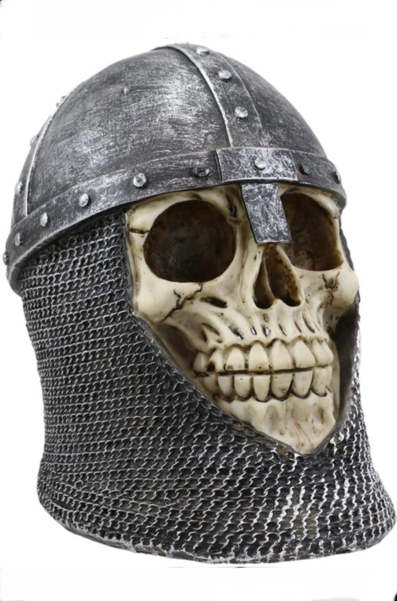 Awesome Medieval Knight Skull with Helmet and Head Coif (1 of 4)