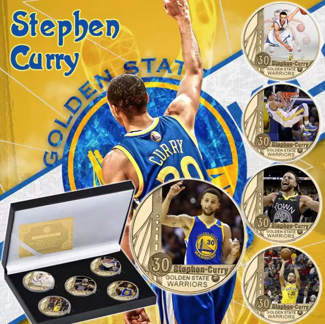STEPHEN CURRY Gold Clad Coin Collection with Box & COA (1 of 3)