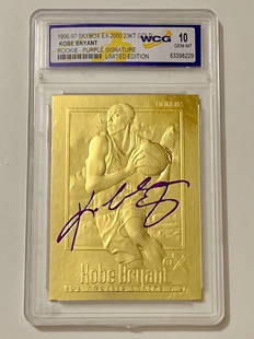 KOBE BRYANT 23k Gold Signature Edition Rookie Card: 1996-97 Kobe Bryant Rookie Basketball Card / Gem Mint 10 / Multiple Photos Posted