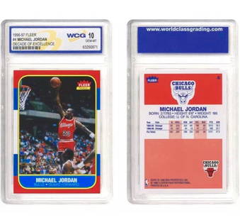 Gem Mint 10 MICHAEL JORDAN Rookie Basketball Card: Fleer Decade of Excellence Collection Rookie from 1997