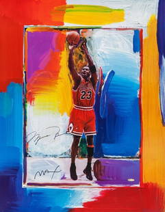 Peter Max MICHAEL JORDAN Art on Canvas Print: 16 x 20 - Does Not Come Framed - Shipped in a Mailing Tube - This is a Decorative Print and Should Not be Purchased as an Investment - Sold as Described and AS-IS with NO RETURNS